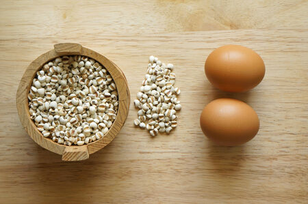 Millet and eggs (healthy food concept)の写真素材