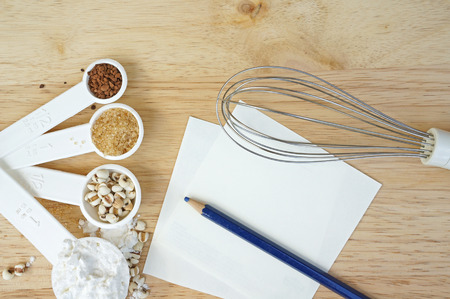 Blank paper with baking ingredients