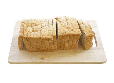 fresh sliced bread isolated on whiteの写真素材