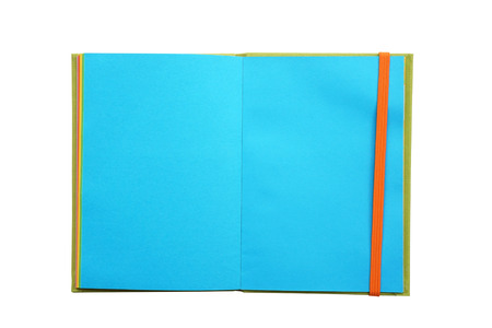 Blue page notebook backgroundの写真素材