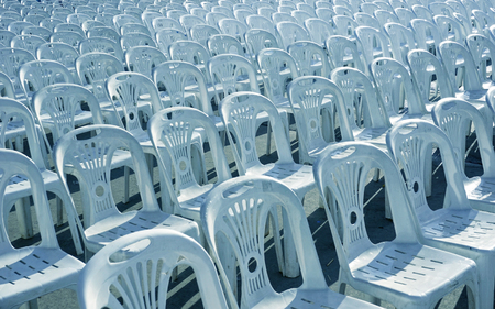 Lot of lonely chairsの写真素材
