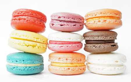 Colorful macaroons collection set of isolation on a white backgroundの写真素材