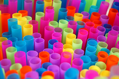 Colorful drinking straws backgroundの写真素材