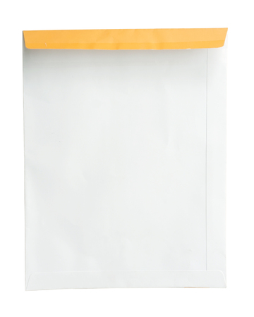 A4 document envelope on white background in disclose condition.の写真素材