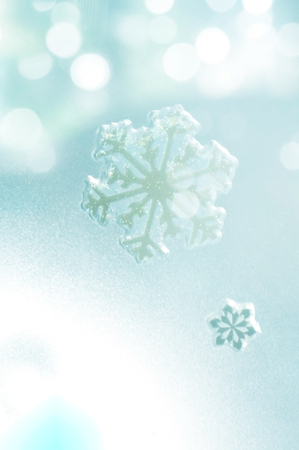 Winter Holiday Snow Background, Blue Bokeh.の写真素材