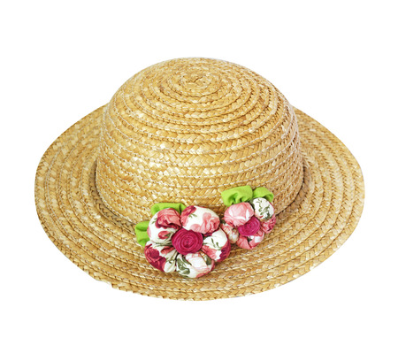 hat for kid, made from bamboo on white backgroundの写真素材