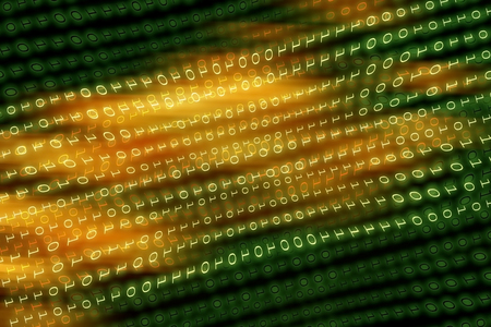 abstract binary code on green and red tone digital screenの写真素材