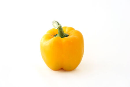 sweet yellow pepper isolated on white backgroundの写真素材