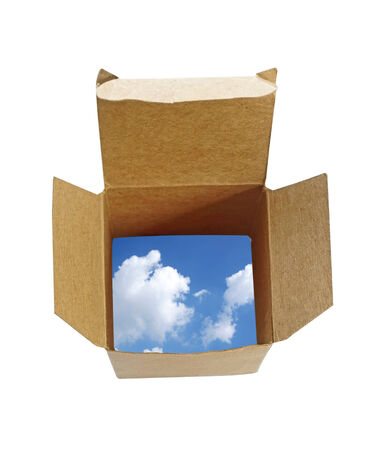 sky in box on white backgroundの写真素材