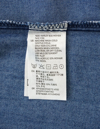 white washing instruction tagの写真素材