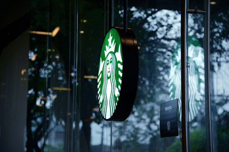 BANGKOK - MARCH 7: Interior view of a Starbucks store in the city centre on March 7, 2015 in...