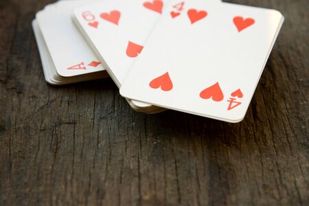Deck of cards on wooden background