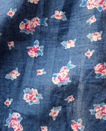 Vintage flower pattern of jeans backgroundの写真素材
