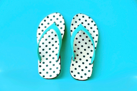 Polka dot flip-flopsの写真素材