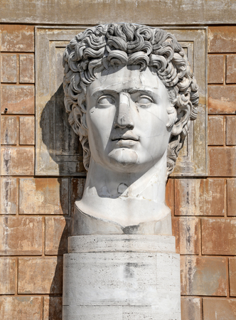VATICAN - APRIL 18: Statue of Gaius Julius Caesar Augustus at VaticanMuseums at April 18, 2015. He was the first ruler of the Roman Empire, whichhe ruled from January 27BC until his death.のeditorial素材