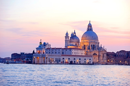 Grand Canal and Basilica Santa Maria della Salute, Venice, Italyの写真素材