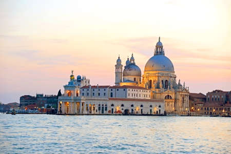 VENICE - APRIL 12, 2015: Grand Canal and Basilica Santa Maria della Salute, Venice, Italyのeditorial素材