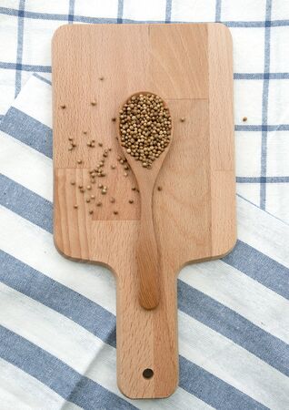 pepper seed in wooden spoonの写真素材