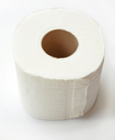 Simple toilet paper on white backgroundの写真素材