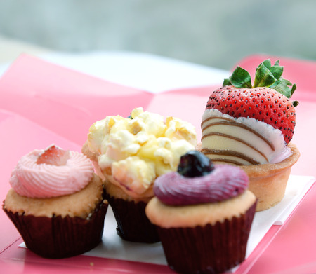 Delicious mini fruits tart (selective focus)の写真素材