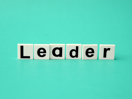 leader word written on blue backgroundの写真素材