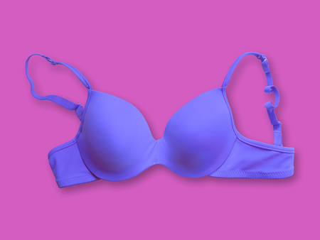 blue bra on purple background (pop art)の写真素材