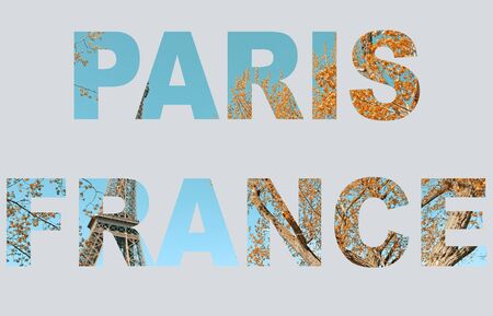 letters PARIS, with Eiffel tower background.の写真素材