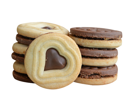 Linzer Cookies with Heart Shape Window isolate (clipping path)