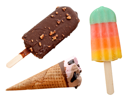 Ice cream  collection isolate on white backgroundの写真素材