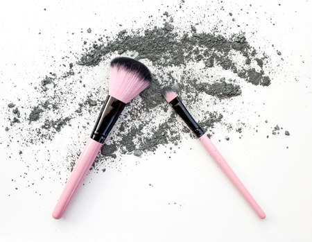 professional make-up brush with dust eyeshadow colorfulの写真素材