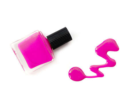 Pink nail polish isolate on white.の写真素材