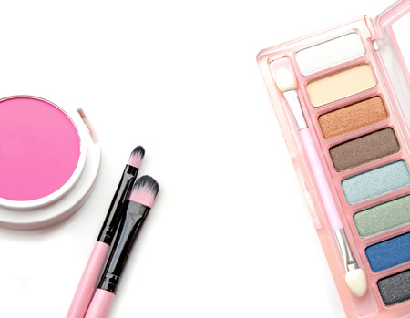 cosmetics and makeup. Tools for Professional make a top view. On a white backgroundの写真素材