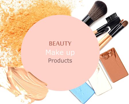 Various cosmetics isolated over whiteの写真素材