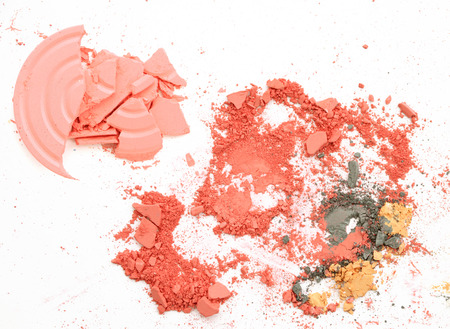 Crushed eyeshadow isolated on whiteの写真素材