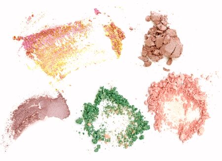 mix eyeshadow crushed sample isolated on whiteの写真素材