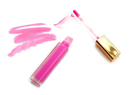 Beautiful lip glosses, isolated on whiteの写真素材