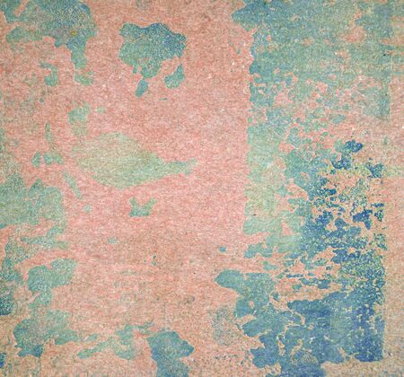 Peeling paint on wall seamless texture. Pattern of rustic blue grunge material.の写真素材