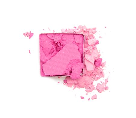 Pink crushed eyeshadow on white backgroundの写真素材