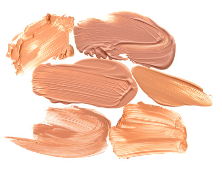 Make up beige foundation collection shade isolate on white.の写真素材