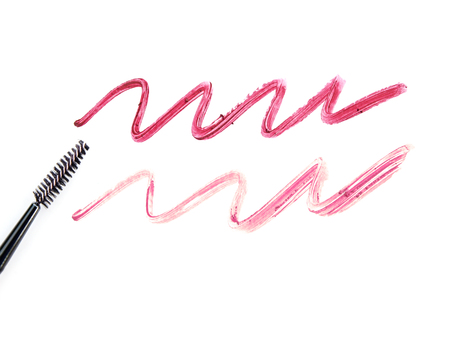 lipstick with trace on white backgroundの写真素材