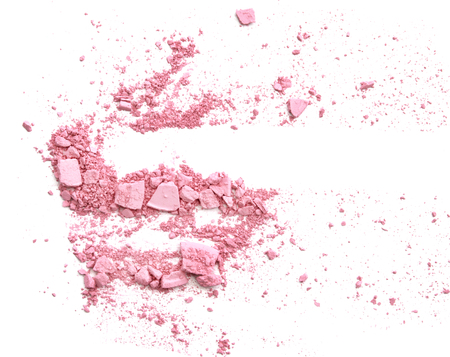 Pastel pink make up eye shadow isolated on whiteの写真素材