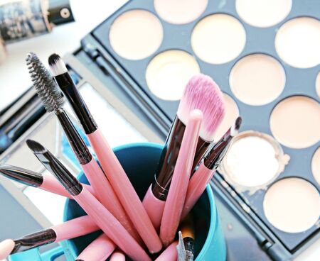 Vintage Make Up set and make up colors paletteの写真素材