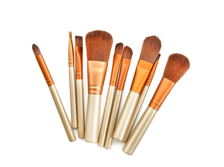 set of isolated make-up brushesの写真素材
