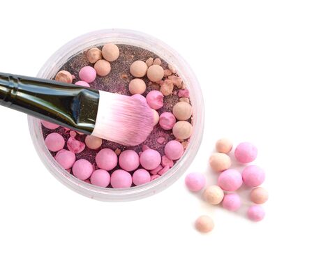 brush for make-up with powder ballsの写真素材