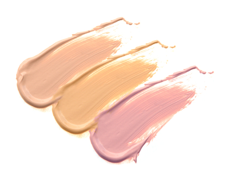 Collection of make up liquid foundation strokes on whiteの写真素材