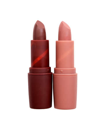 Matte color lipstick isolated on white (Clipping path)の写真素材