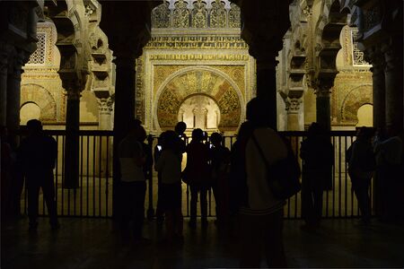 cordoba mosque interior with travelle silhouetteのeditorial素材