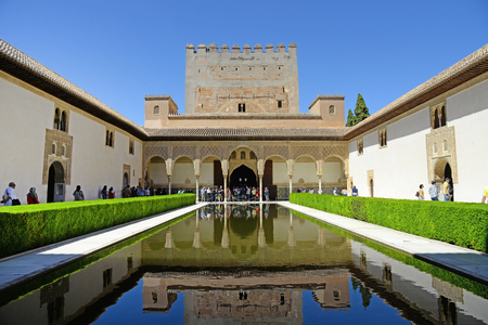 GRANADA, SPAIN - MAY 6, 2017: Alhambra, Granada, Spain. The Nasrid Palaces (Palacios NazaraÃÂ­es) in the Alhambra fortress.のeditorial素材