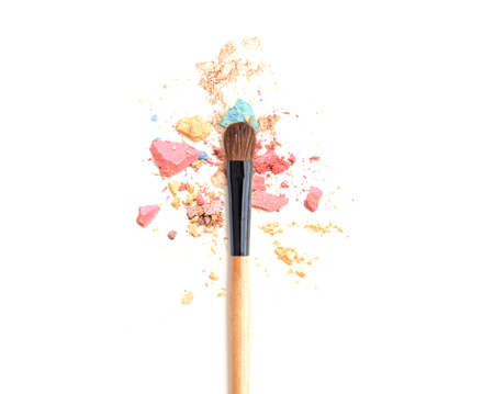 crushed eyeshadow on white backgroundの写真素材