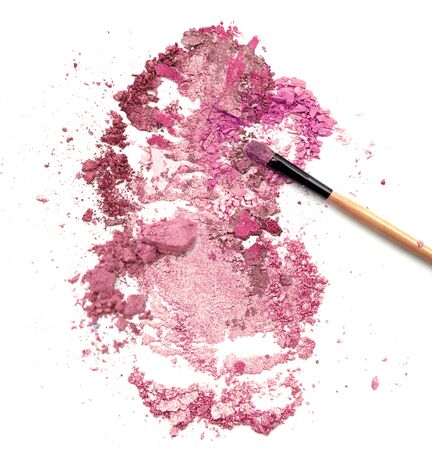 blush make up on crushed pink powder cosmeticの写真素材